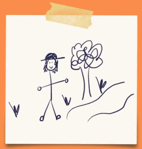 cartoon of a person in a hat standing next to a drylands river